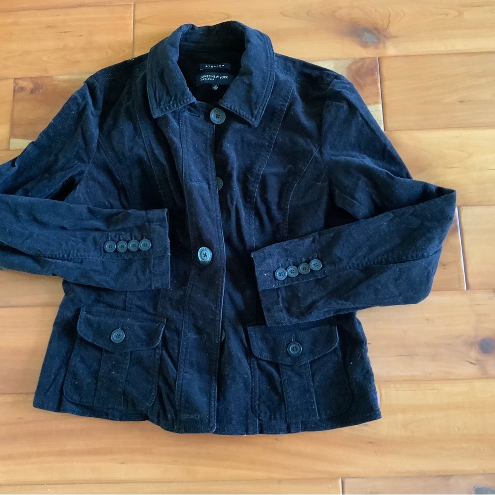 Jones New York black corduroy blazer jacket size M
